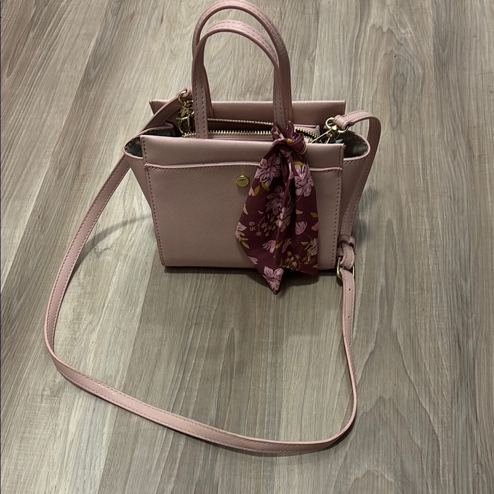 Steve Madden Pink Handbag with Floral Scarf